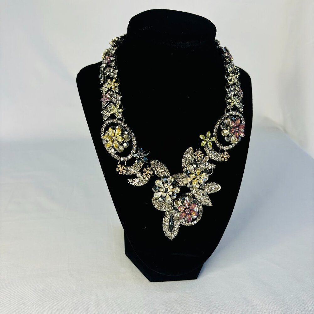 Zara Floral Jeweled Statement Necklace